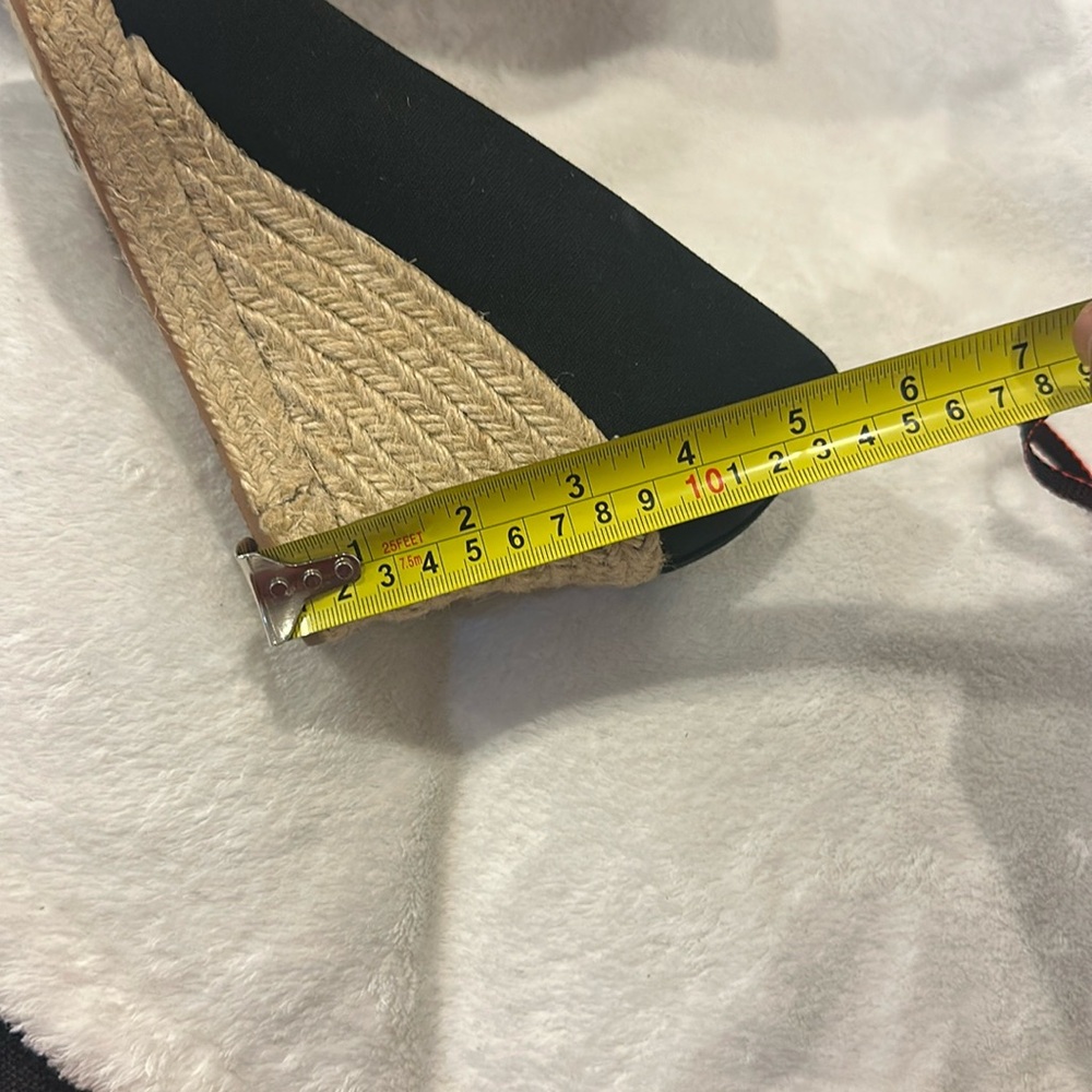 LIKE NEW J. CREW CANVAS ESPADRILLE WEDGE SHOES SIZE 9.5 COLOR BLACK AND CREAMY - Picture 4 of 11